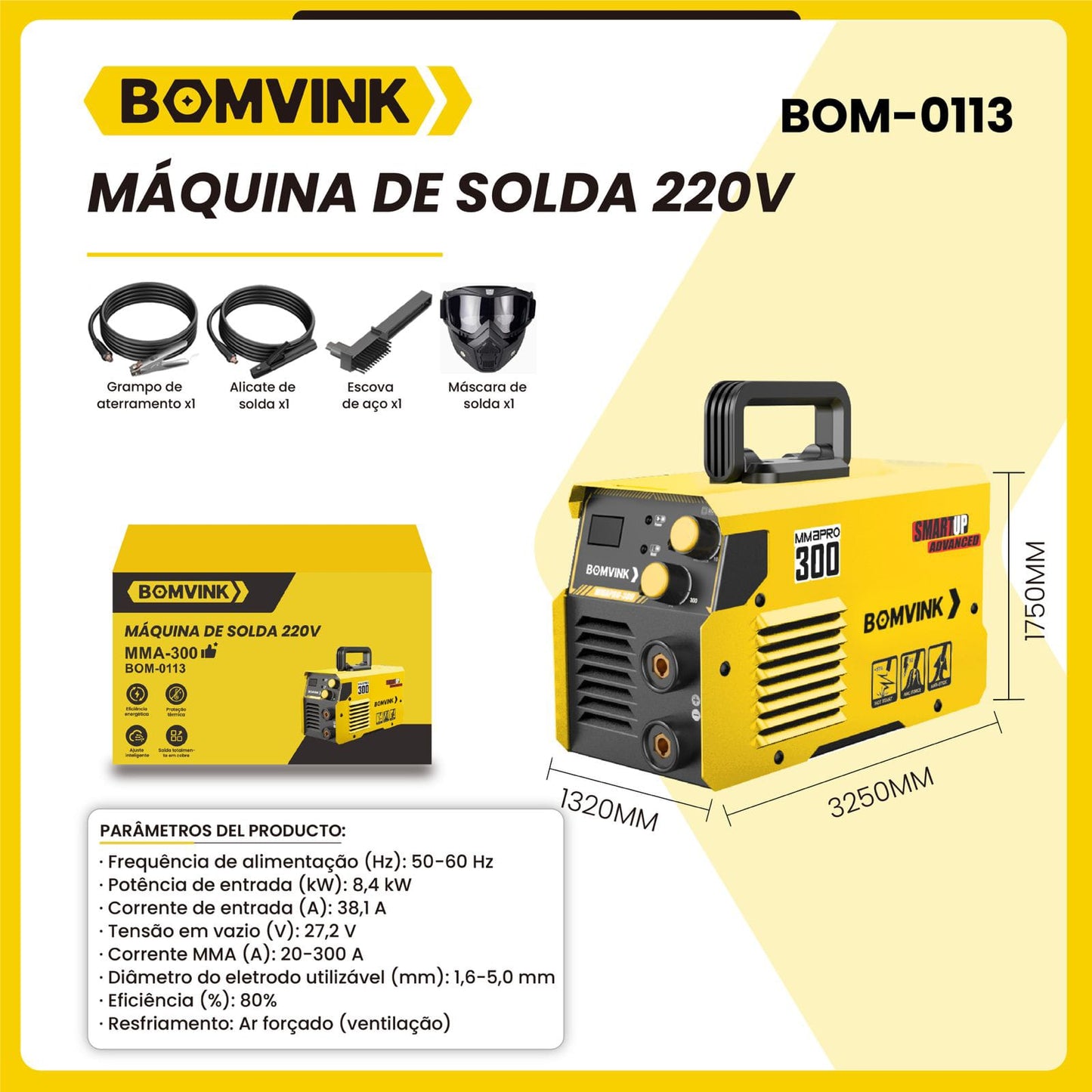 MAQUINA DE SOLDAR DE 300A REGULABLE - BOMVINK