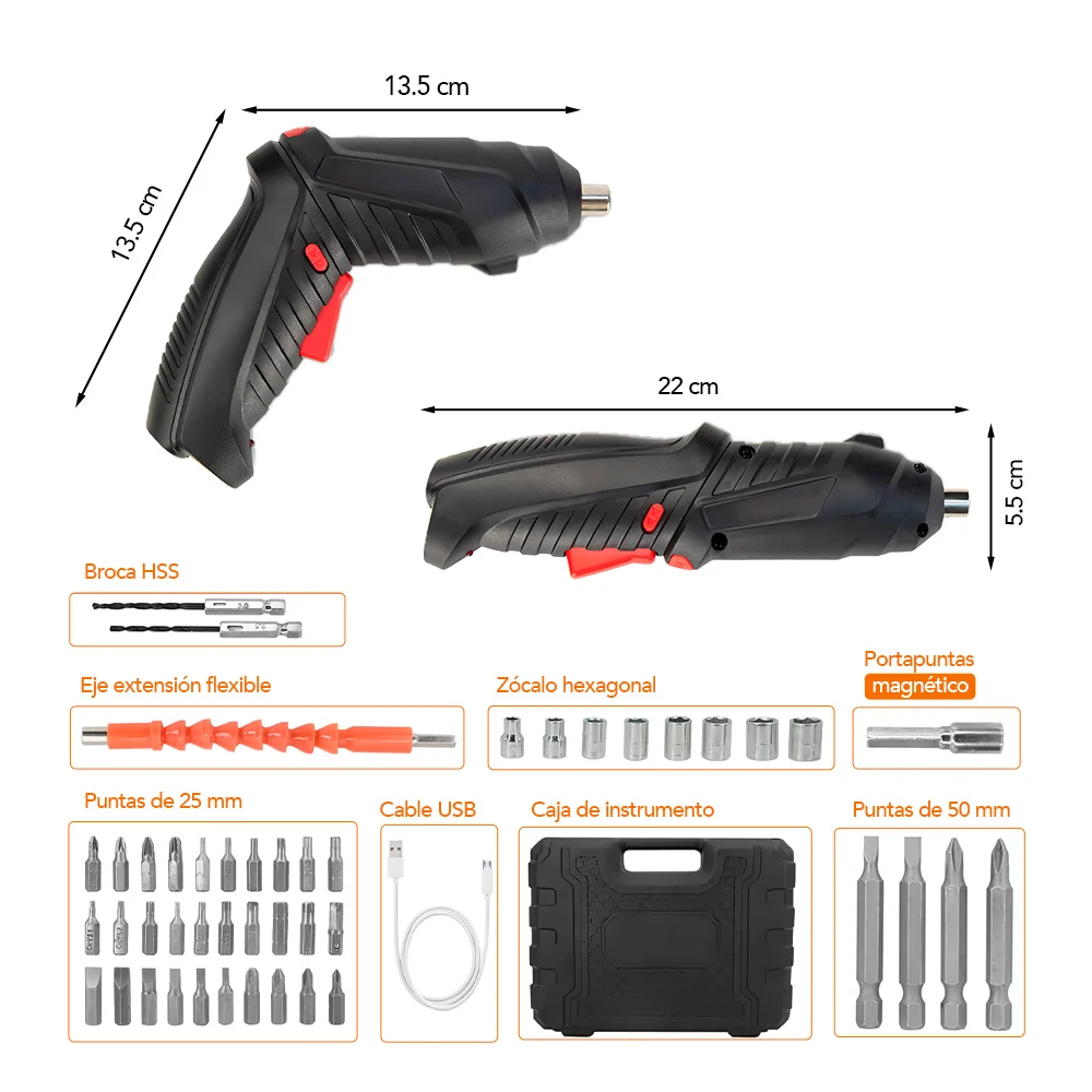 DESTORNILLADOR INALÁMBRICO 47 PIEZAS