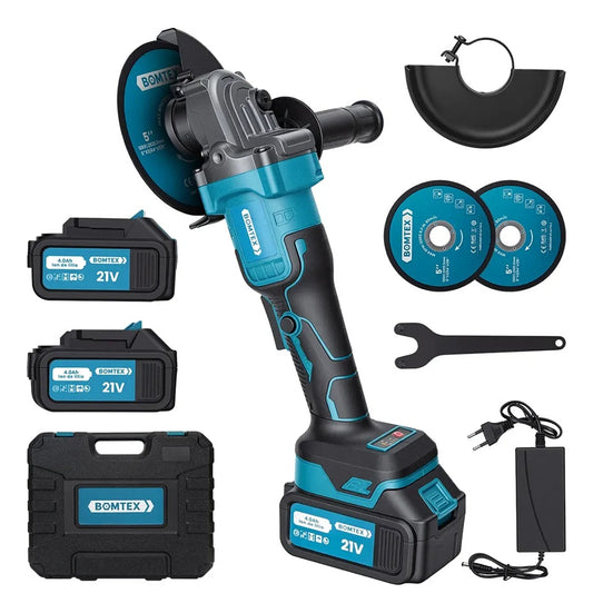 Amoladora Angular Inalámbrica Bomtex Brushless 2 Baterías